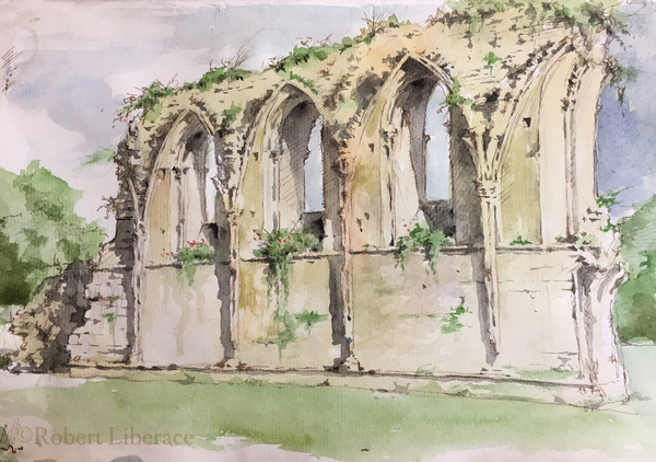 Robert Liberace, Watercolor-Glastonbury-Abbey