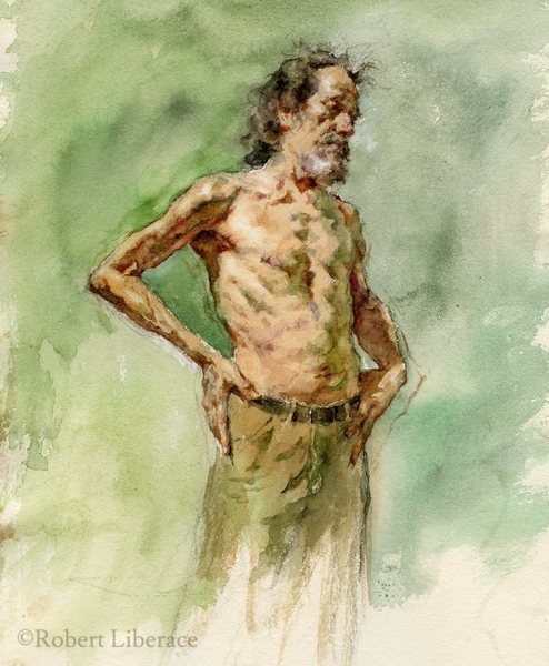 Robert Libeace, Study for John, watercolor on paper