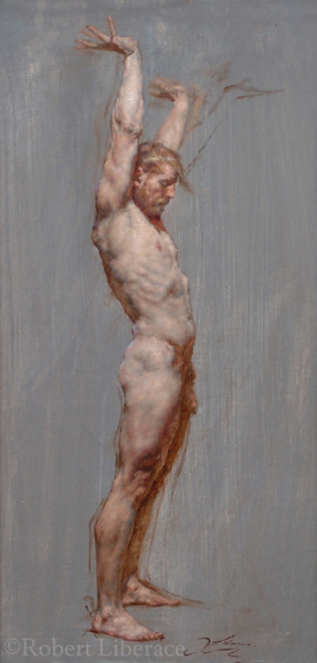Robert Liberace male figure standing oil