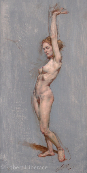 Robert Liberace female figure standing oil