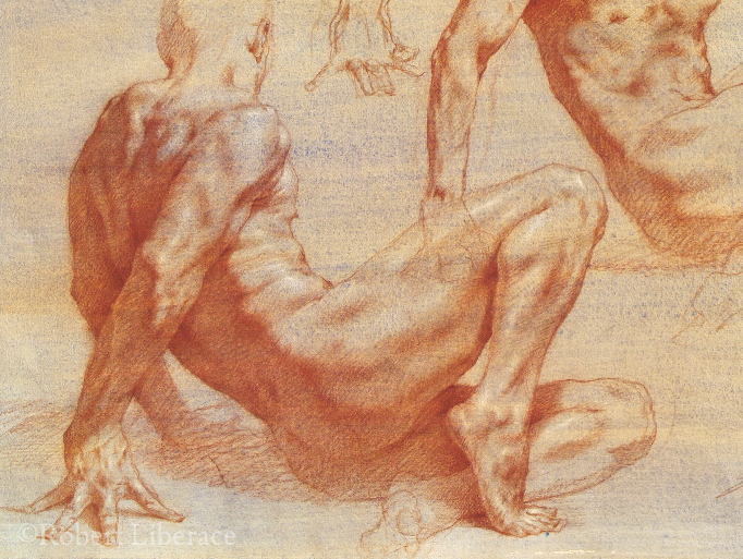 Robert Liberace reclining red chalk
